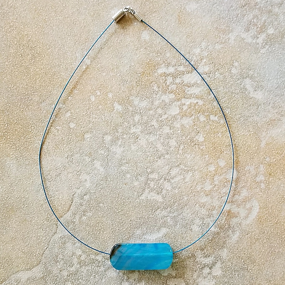 Blue Agate Oblong Necklace - Chakra